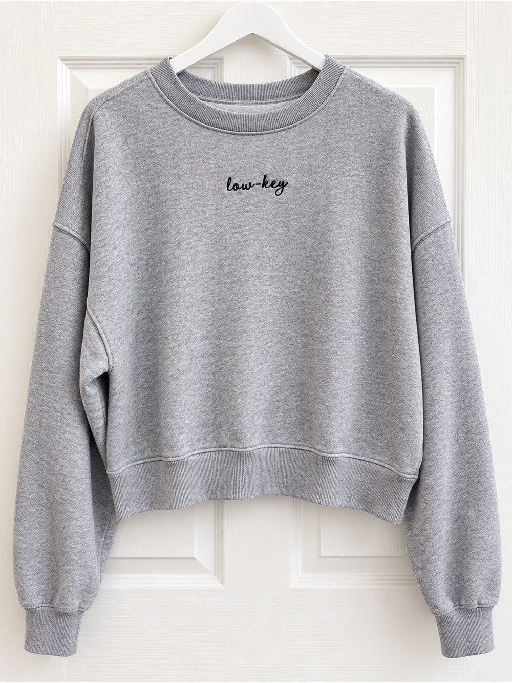 Old Navy Gray Crop Sweatshirt with 'low-key' Script